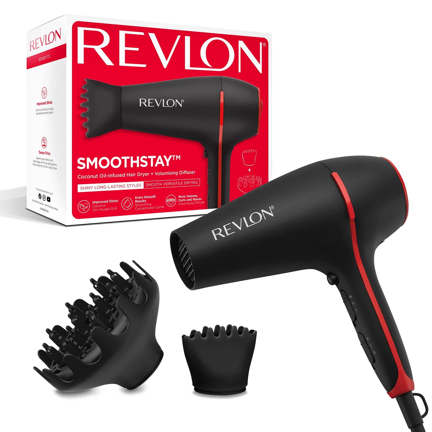 Sèche-cheveux Revlon Perfect Heat 2000 W Smooth Brilliance avec AC moteur
