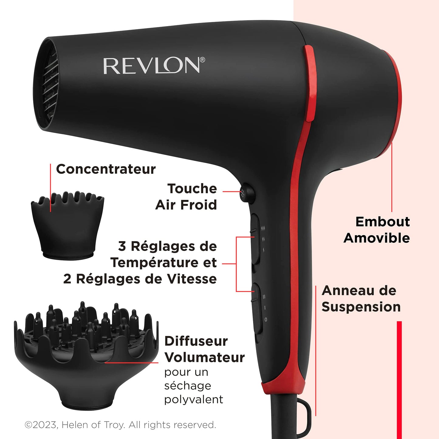 Sèche-cheveux Revlon Perfect Heat 2000 W Smooth Brilliance avec AC moteur