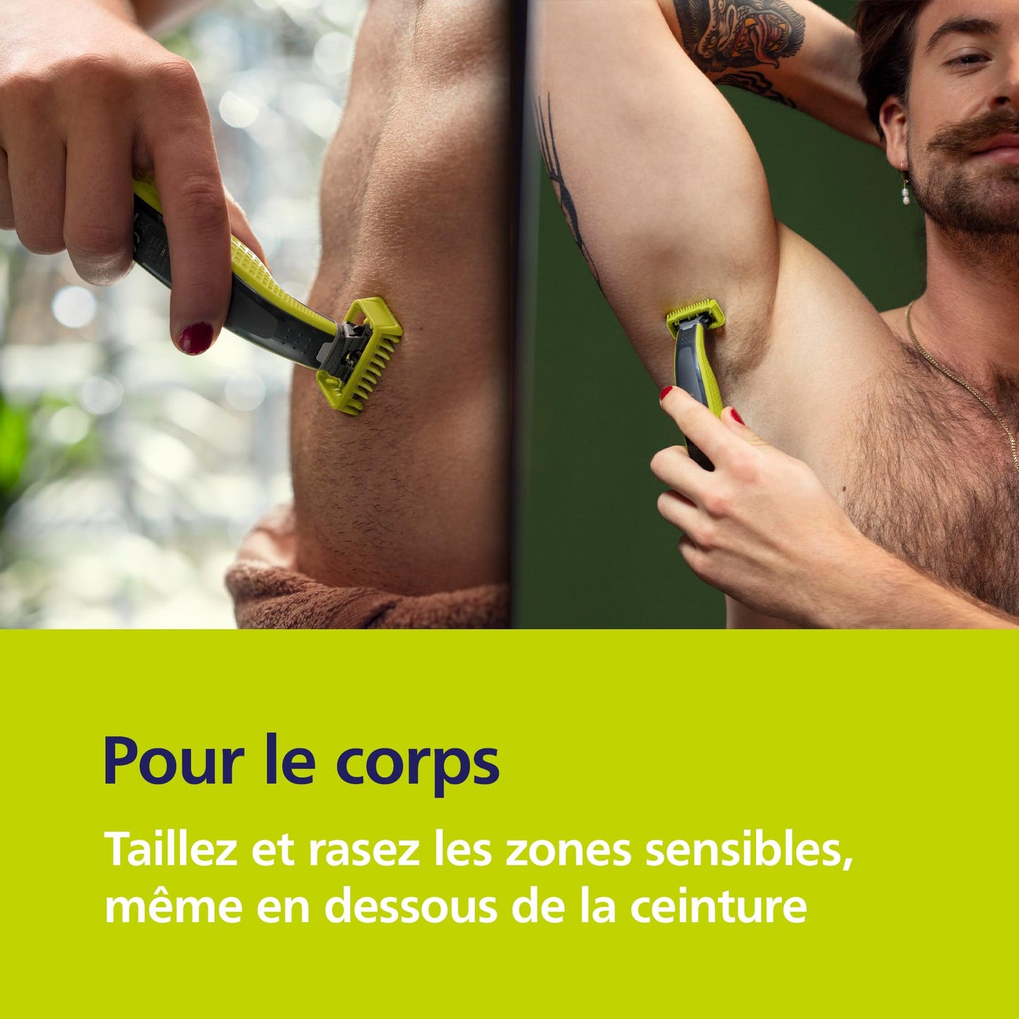 Philips OneBlade Authentique Visage + Corps - Tondeuse à barbe électrique, tondeuse corps et rasoir, 2 lames Original pour visage, 1 sabot 5-en-1 réglable, 1 kit pour le corps (modèle QP2824/30)