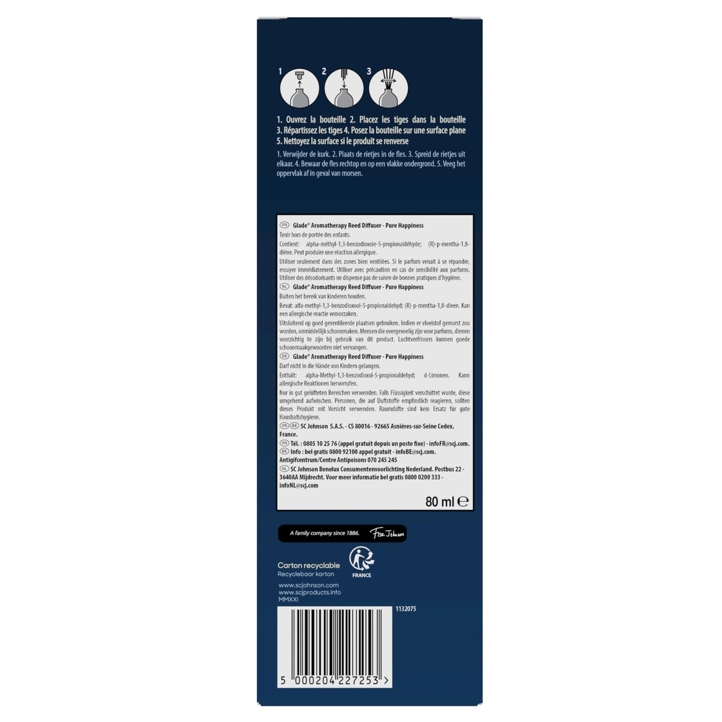 Glade Aromatherapy Bâtonnets, Diffuseur de Parfum Infusées Aux Huiles Essentielles, Pure Hapiness, Orange & Neroli - 1 Diffuseur ( l'emballage peut différer)