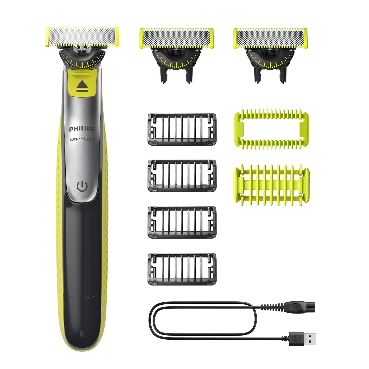 Philips OneBlade Authentique Visage + Corps - Tondeuse à barbe électrique, tondeuse corps et rasoir, 2 lames Original pour visage, 1 sabot 5-en-1 réglable, 1 kit pour le corps (modèle QP2824/30)