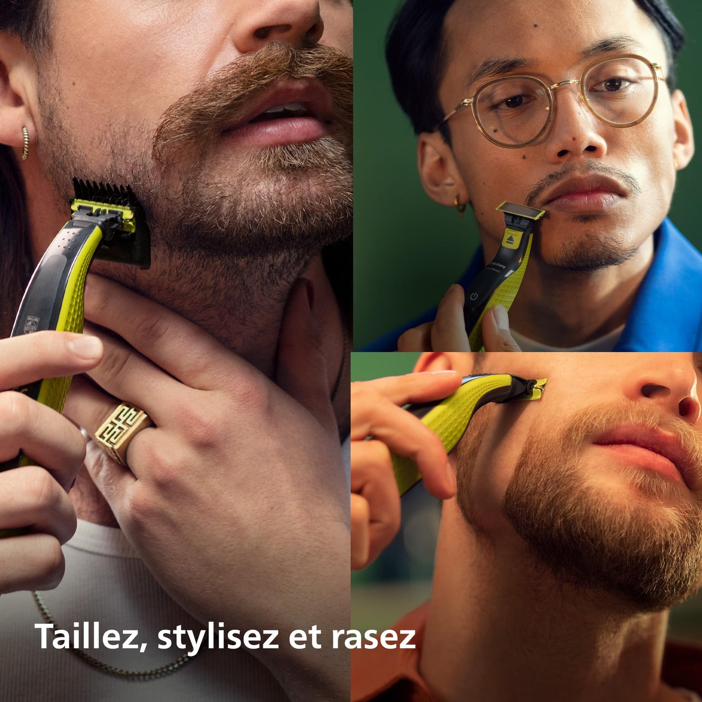 Philips OneBlade Authentique Visage + Corps - Tondeuse à barbe électrique, tondeuse corps et rasoir, 2 lames Original pour visage, 1 sabot 5-en-1 réglable, 1 kit pour le corps (modèle QP2824/30)