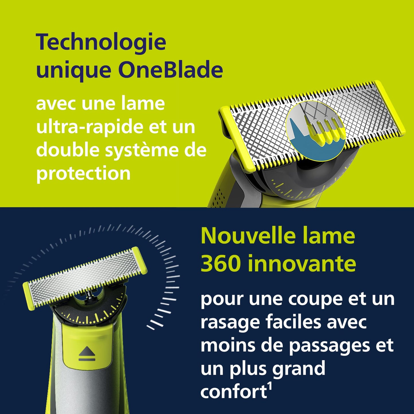 Philips OneBlade Authentique Visage + Corps - Tondeuse à barbe électrique, tondeuse corps et rasoir, 2 lames Original pour visage, 1 sabot 5-en-1 réglable, 1 kit pour le corps (modèle QP2824/30)