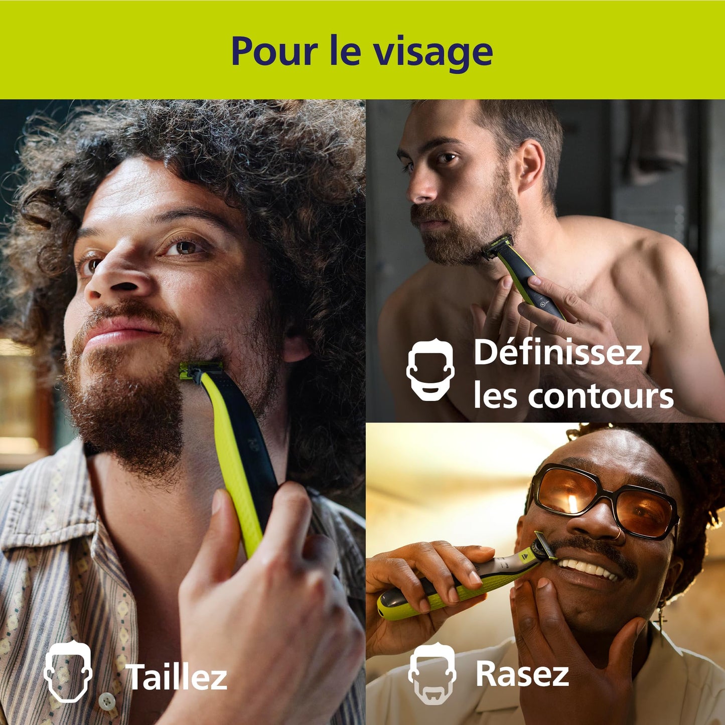 Philips OneBlade Authentique Visage + Corps - Tondeuse à barbe électrique, tondeuse corps et rasoir, 2 lames Original pour visage, 1 sabot 5-en-1 réglable, 1 kit pour le corps (modèle QP2824/30)
