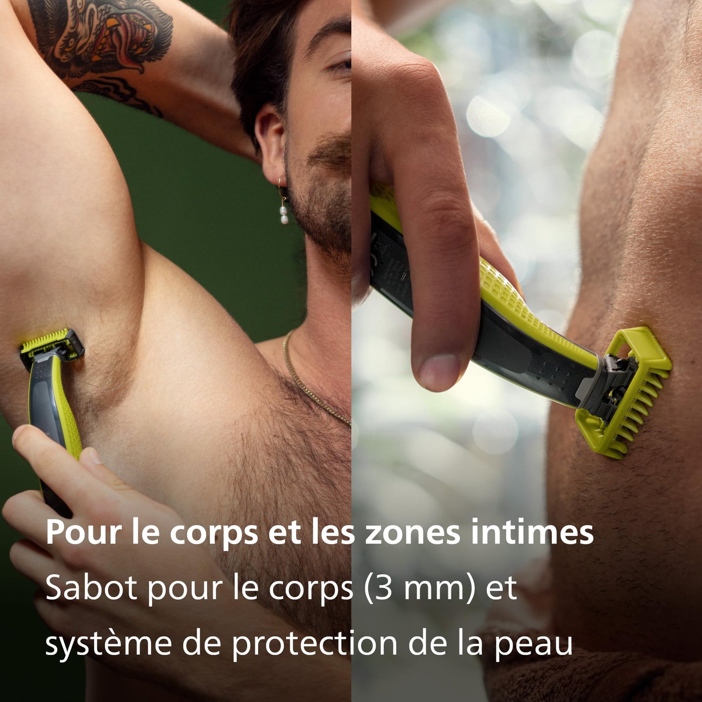 Philips OneBlade Authentique Visage + Corps - Tondeuse à barbe électrique, tondeuse corps et rasoir, 2 lames Original pour visage, 1 sabot 5-en-1 réglable, 1 kit pour le corps (modèle QP2824/30)