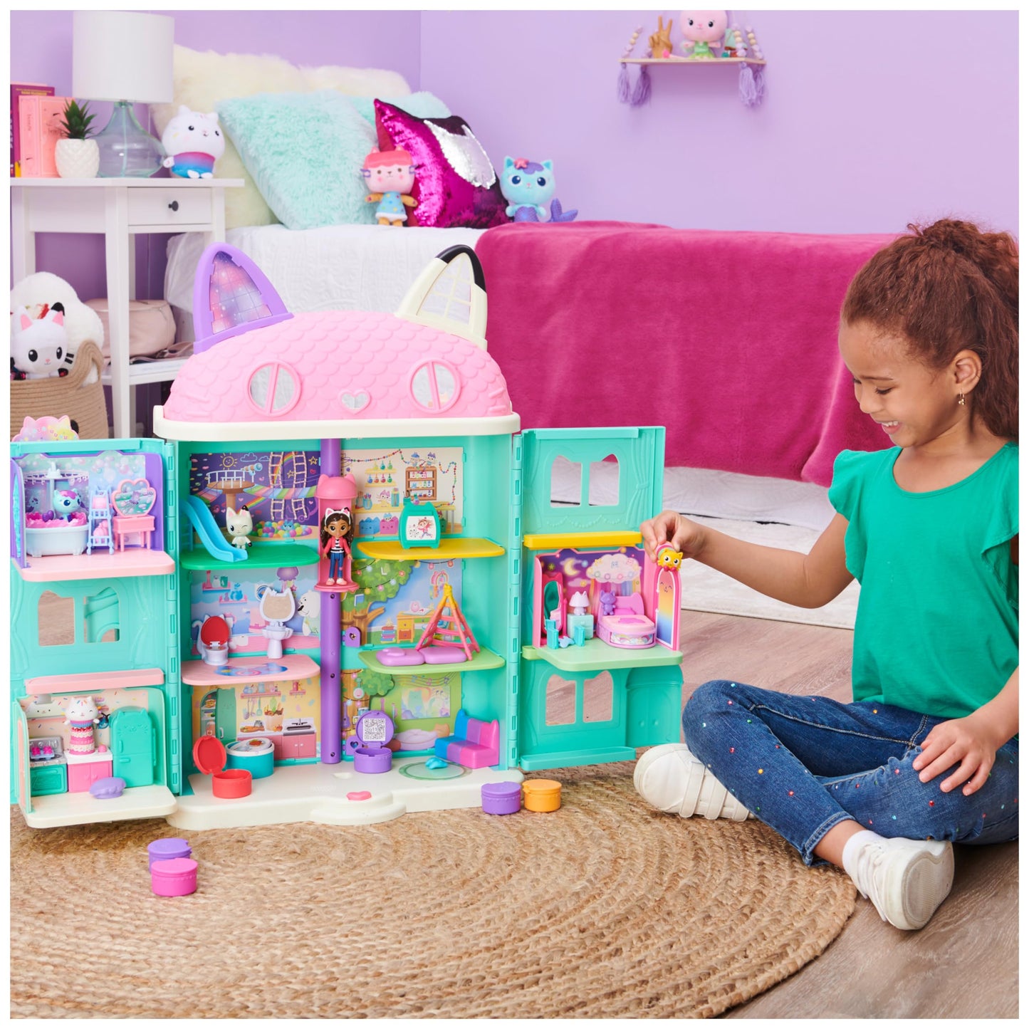 Gabby et la Maison Magique - Gabby Dollhouse - Playset La Chambre Polochat - 1 Figurine + Accessoires - Pièce Pour Maison de Poupée - Dessin Animé Gabby Et La Maison Magique - Jouet Enfant 3 Ans et +