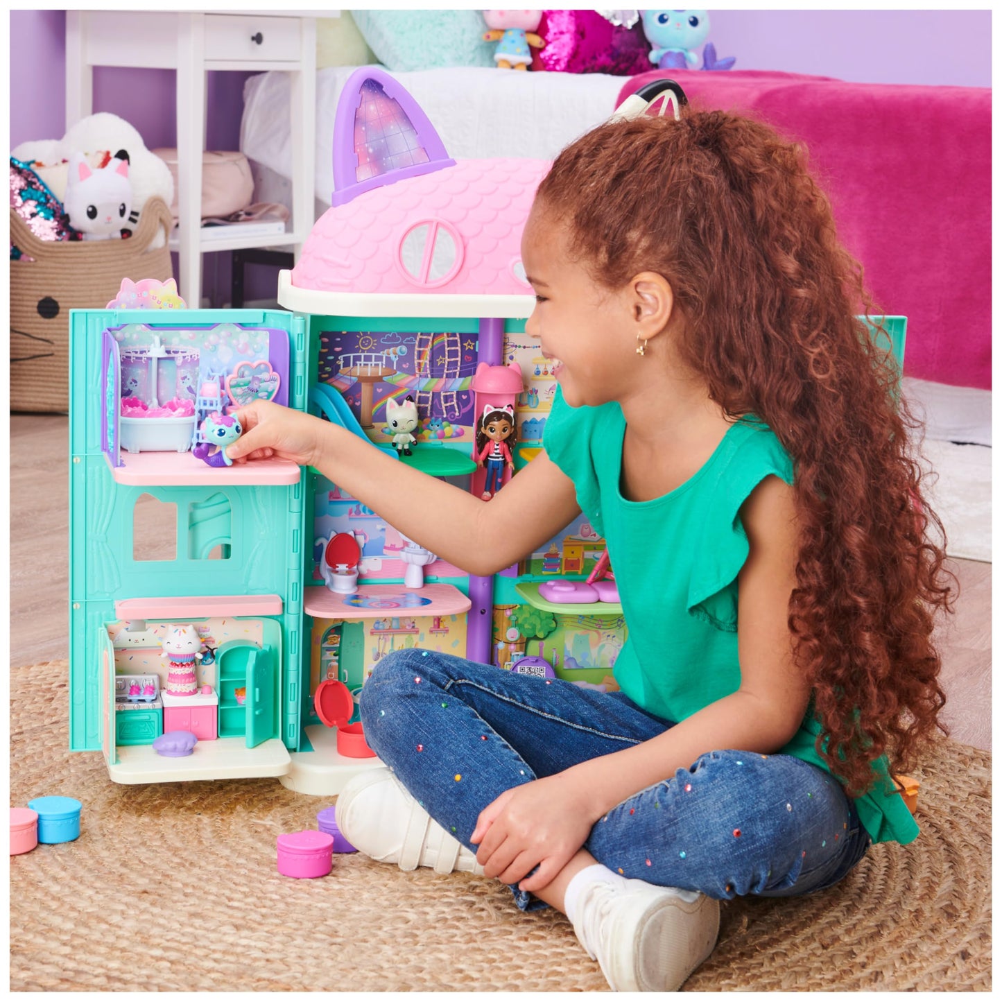 Gabby et la Maison Magique - Gabby Dollhouse - Playset La Chambre Polochat - 1 Figurine + Accessoires - Pièce Pour Maison de Poupée - Dessin Animé Gabby Et La Maison Magique - Jouet Enfant 3 Ans et +
